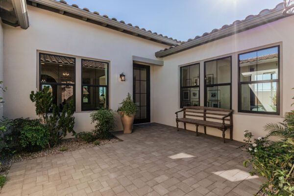 Hazelwood Model--Willamette Floor Plan in Spanish Hacienda elevation style, courtyard