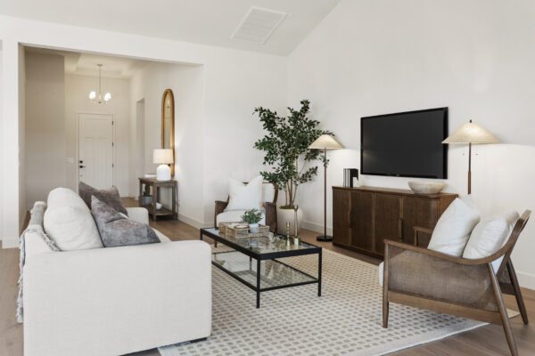 Hazelwood homesite 20 Barcelona Urban Farmhouse Great room view to entry