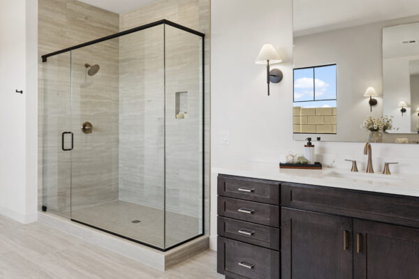 Homesite 19 Daviana Floor Plan Urban Farmhouse Elevation Primary Bath walk-in shower