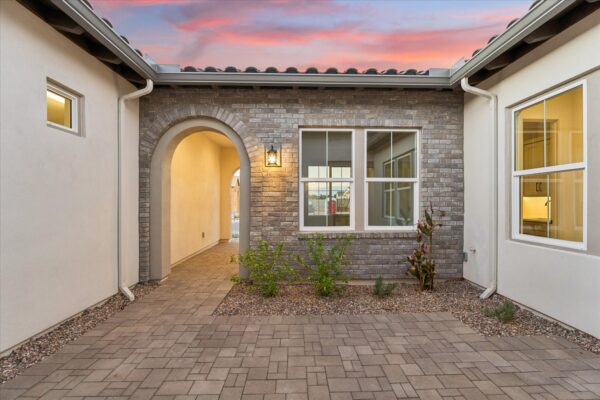 Homesite #4 Hazelwood front courtyard entry view to lounge